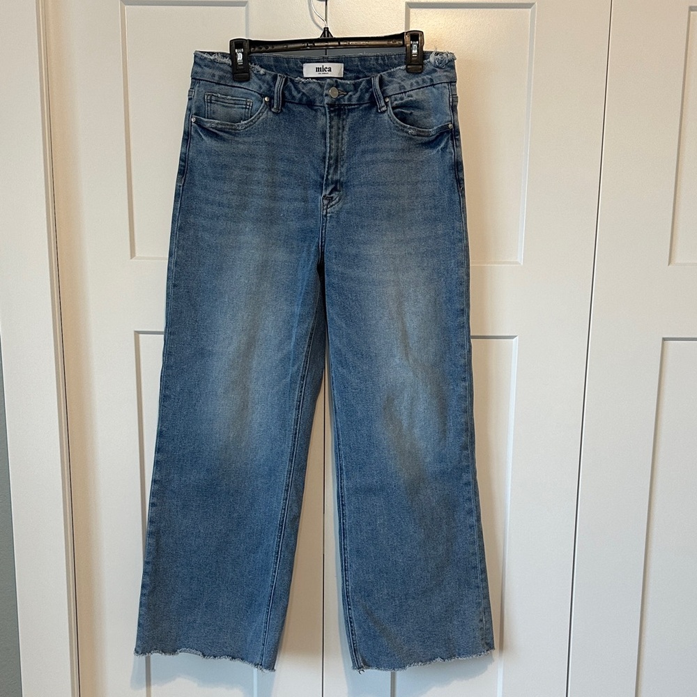 Stylish Blue Flare Wide Leg Jeans - Picture 2 of 5